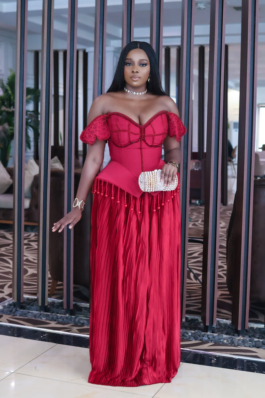 Beaded bimbo Corset and Pleat Skirt