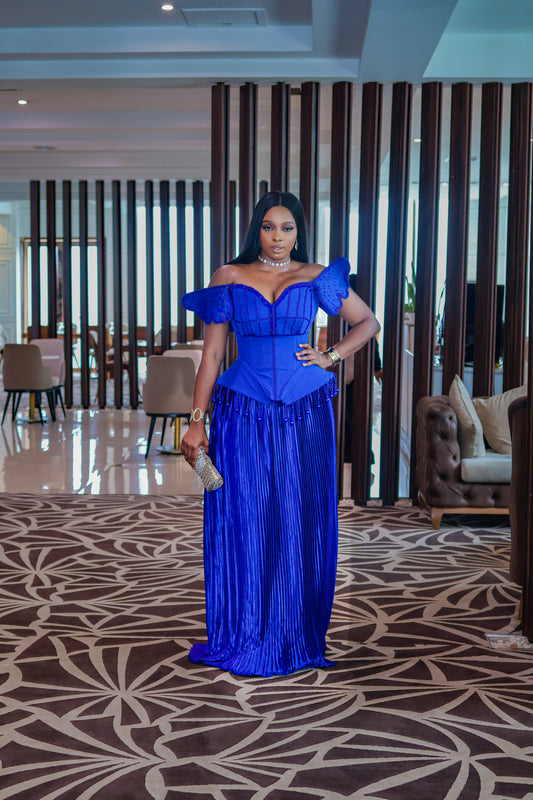 Beaded bimbo Corset and Pleat Skirt